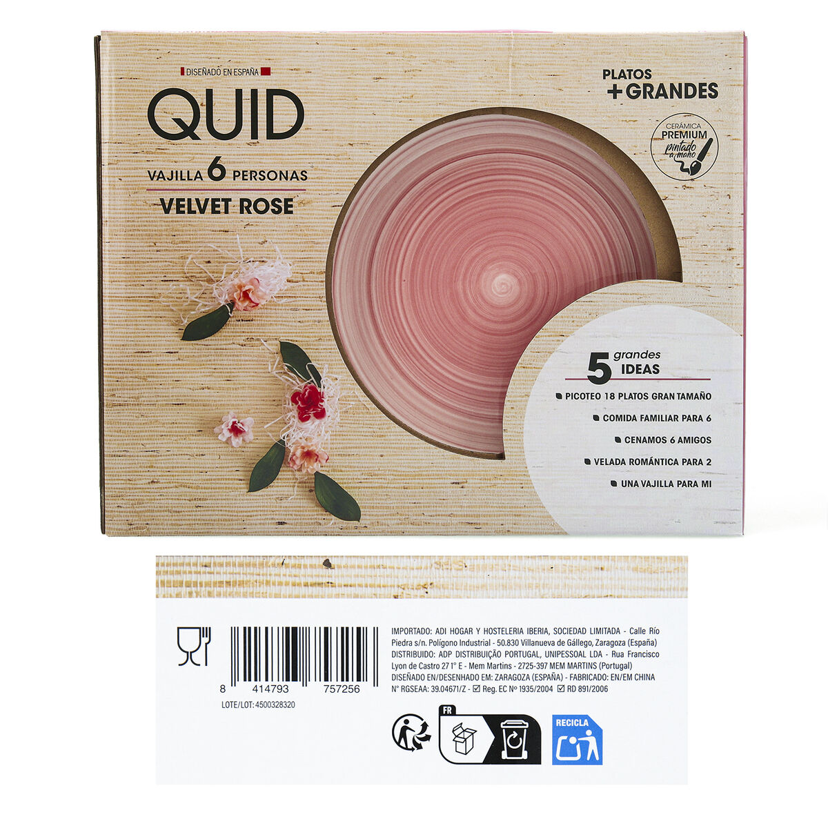 Tableware Quid Velvet Pink Ceramic 18 Pieces