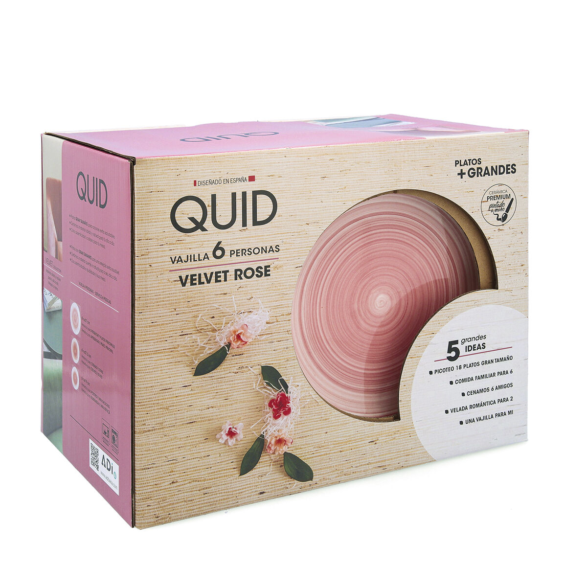 Tableware Quid Velvet Pink Ceramic 18 Pieces