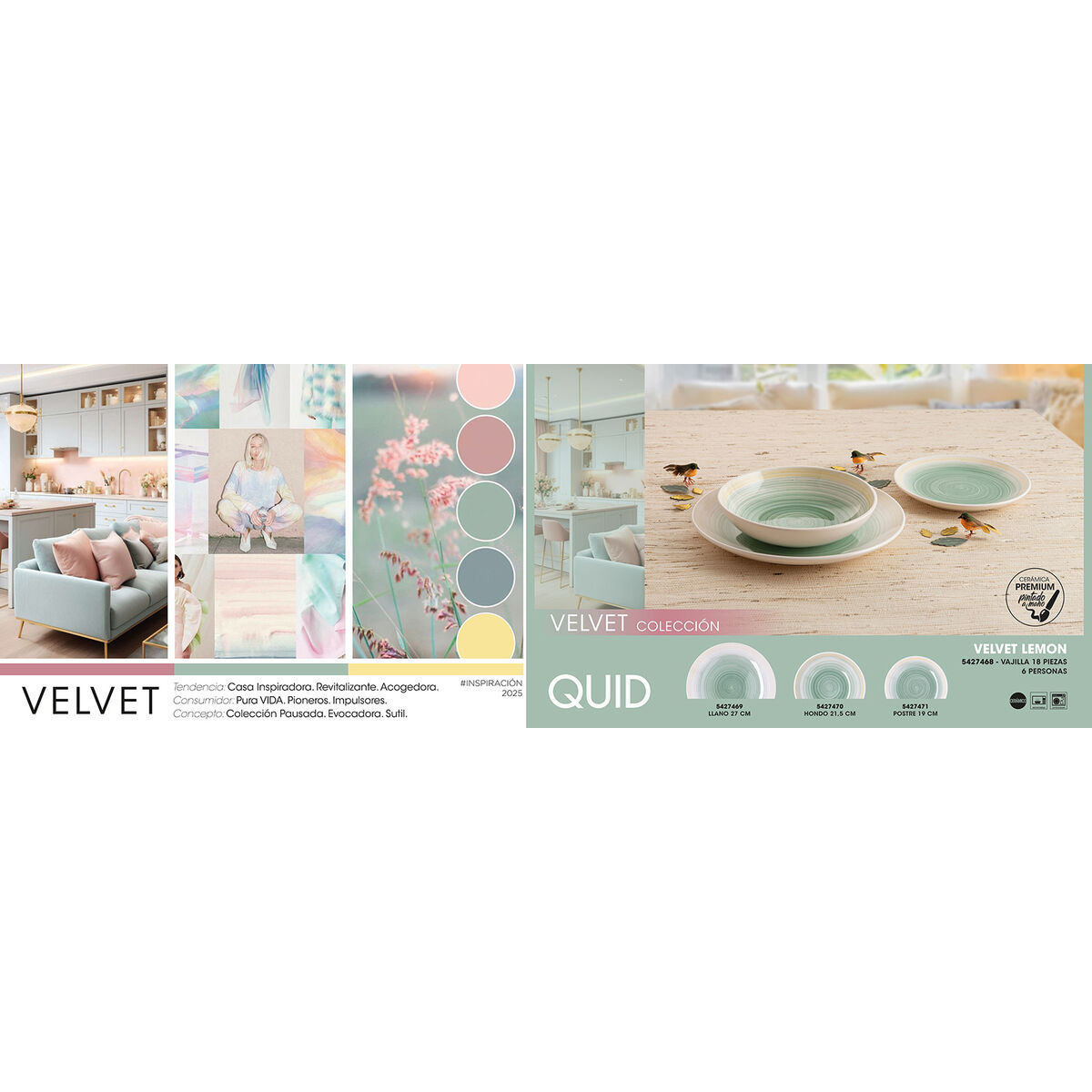 Tableware Quid Velvet Green Ceramic 18 Pieces