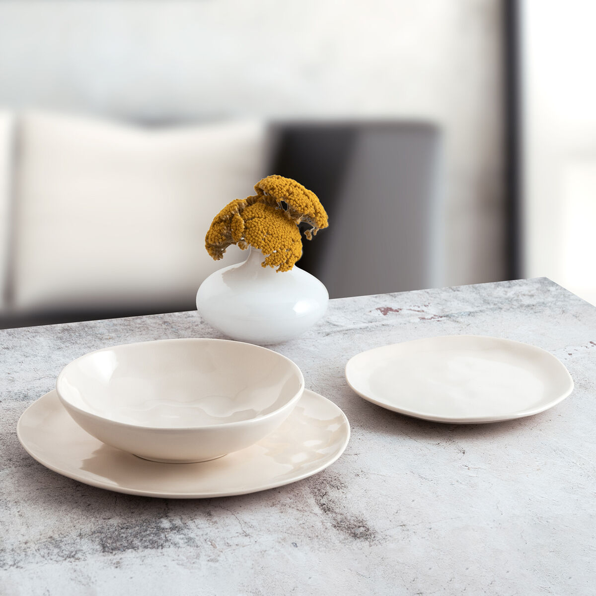 Dessert dish Bidasoa Cosmos White Ceramic  20 cm (12 Units)