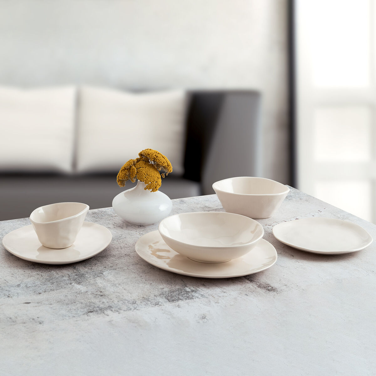 Dessert dish Bidasoa Cosmos White Ceramic  20 cm (12 Units)