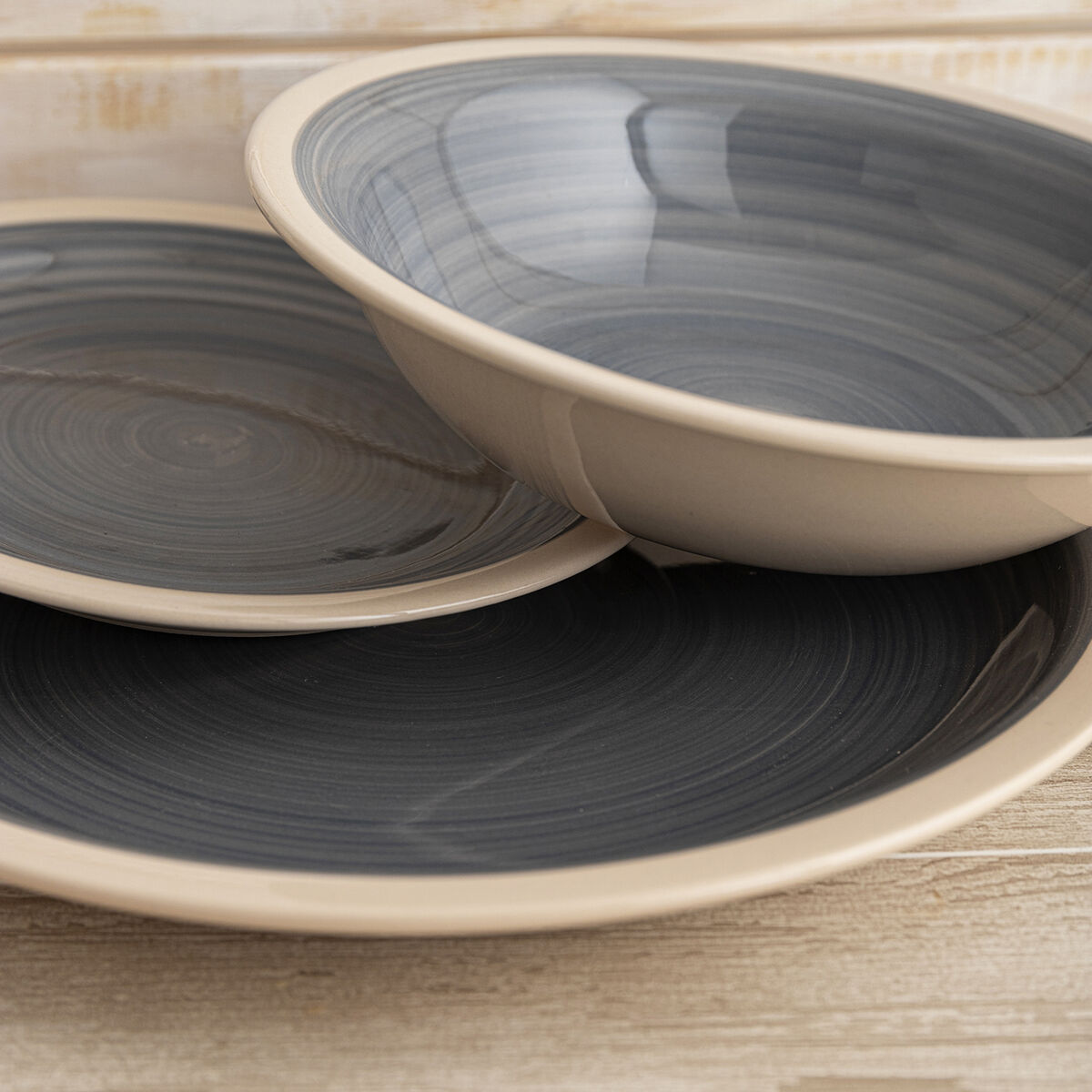 Tableware Quid Baltic Grey Ceramic 18 Pieces
