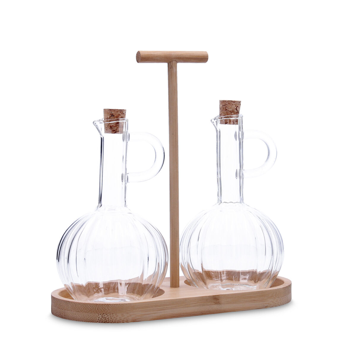 Oil and Vinegar Set Quid Trend 21 x 9,5 x 20,5 cm Bamboo Brown