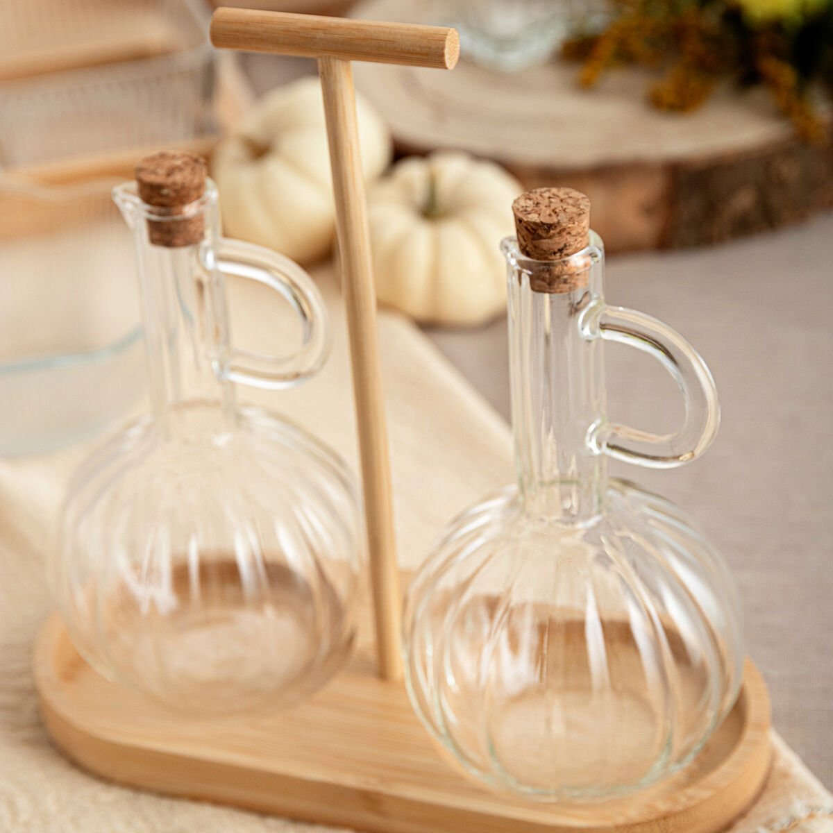 Oil and Vinegar Set Quid Trend 21 x 9,5 x 20,5 cm Bamboo Brown
