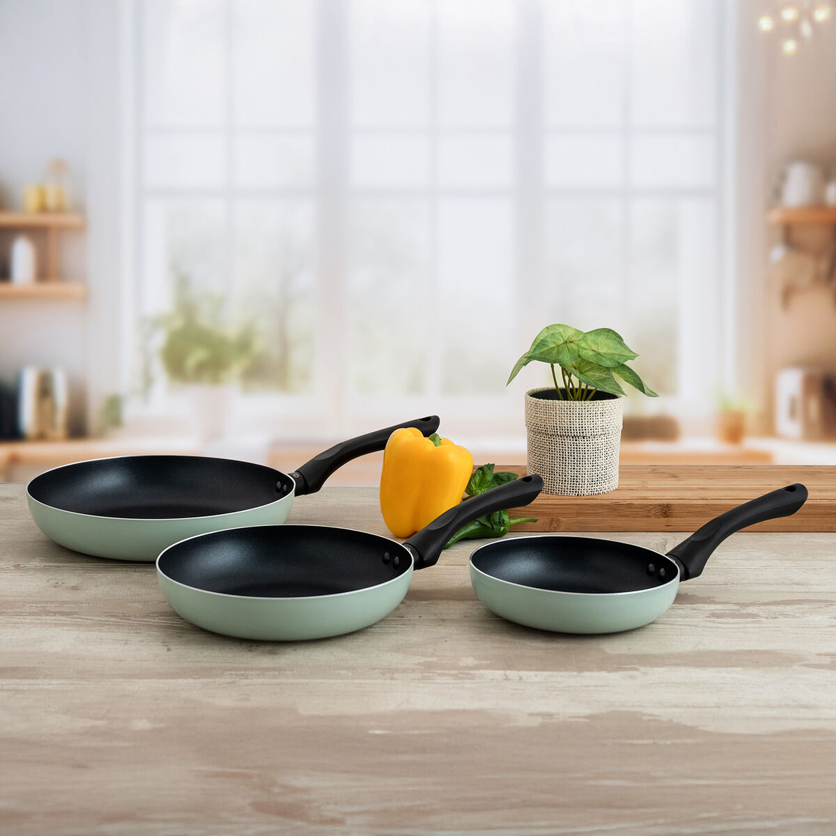 Set of pans Quid Tropic Green Metal 3 Pieces