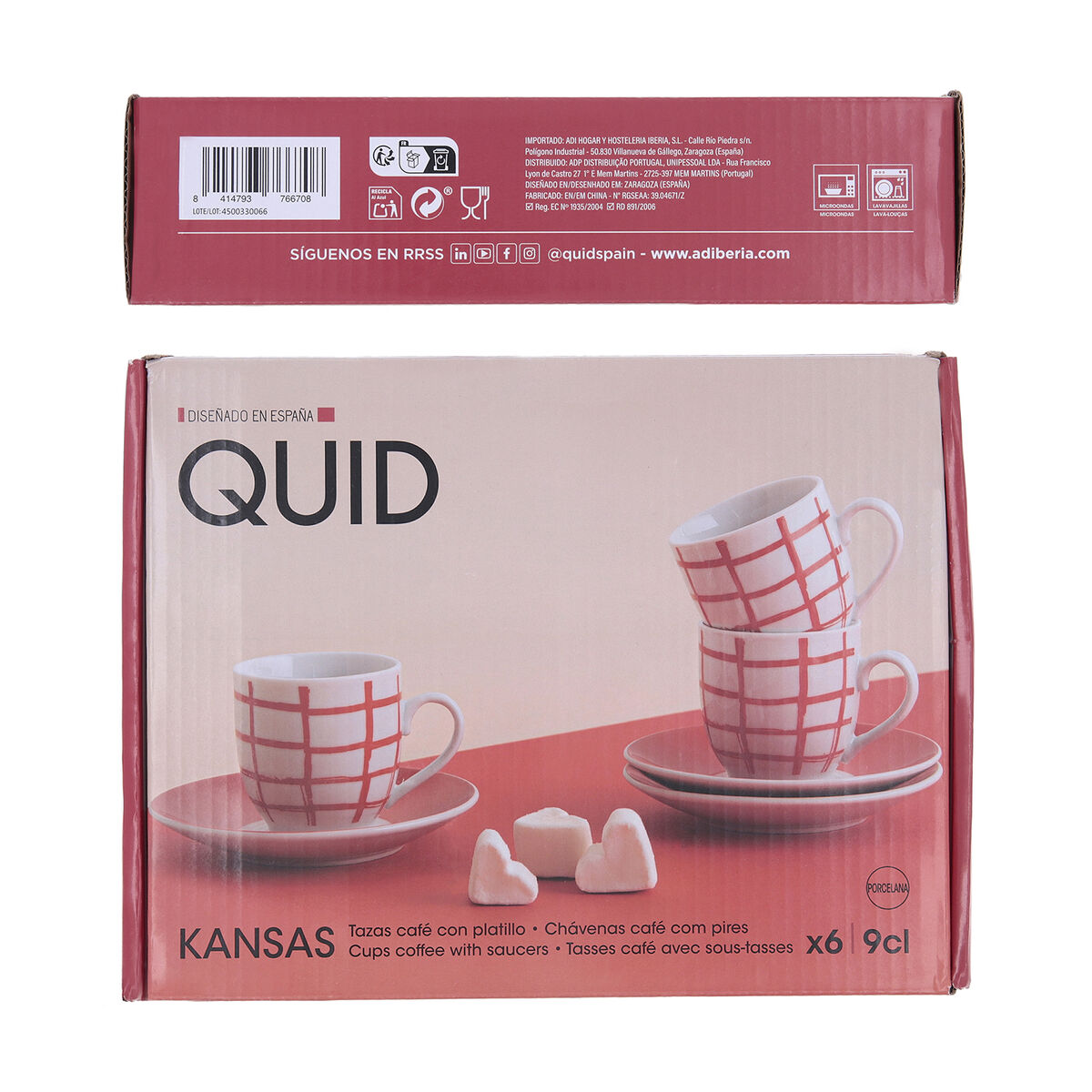 Cup with Plate Quid Kansas Red Ceramic 90 ml (6 Units)
