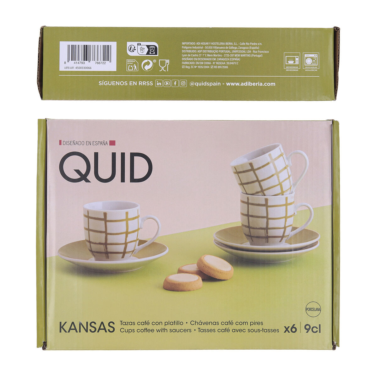 Cup with Plate Quid Kansas Green Ceramic 90 ml (6 Units)