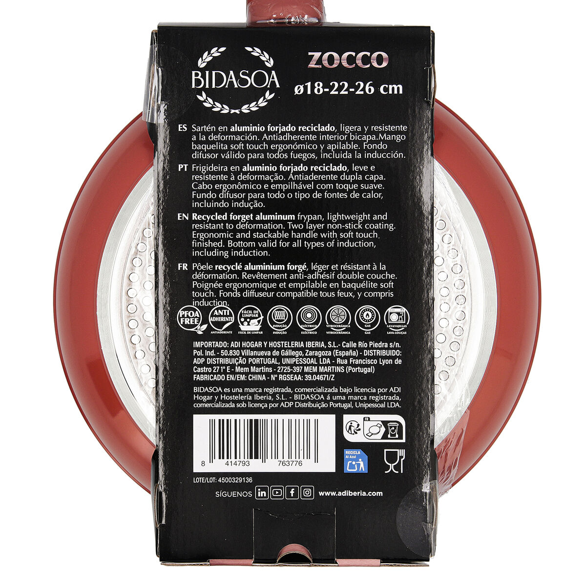 Set of pans Bidasoa Zocco Grey Terracotta Metal 3 Pieces