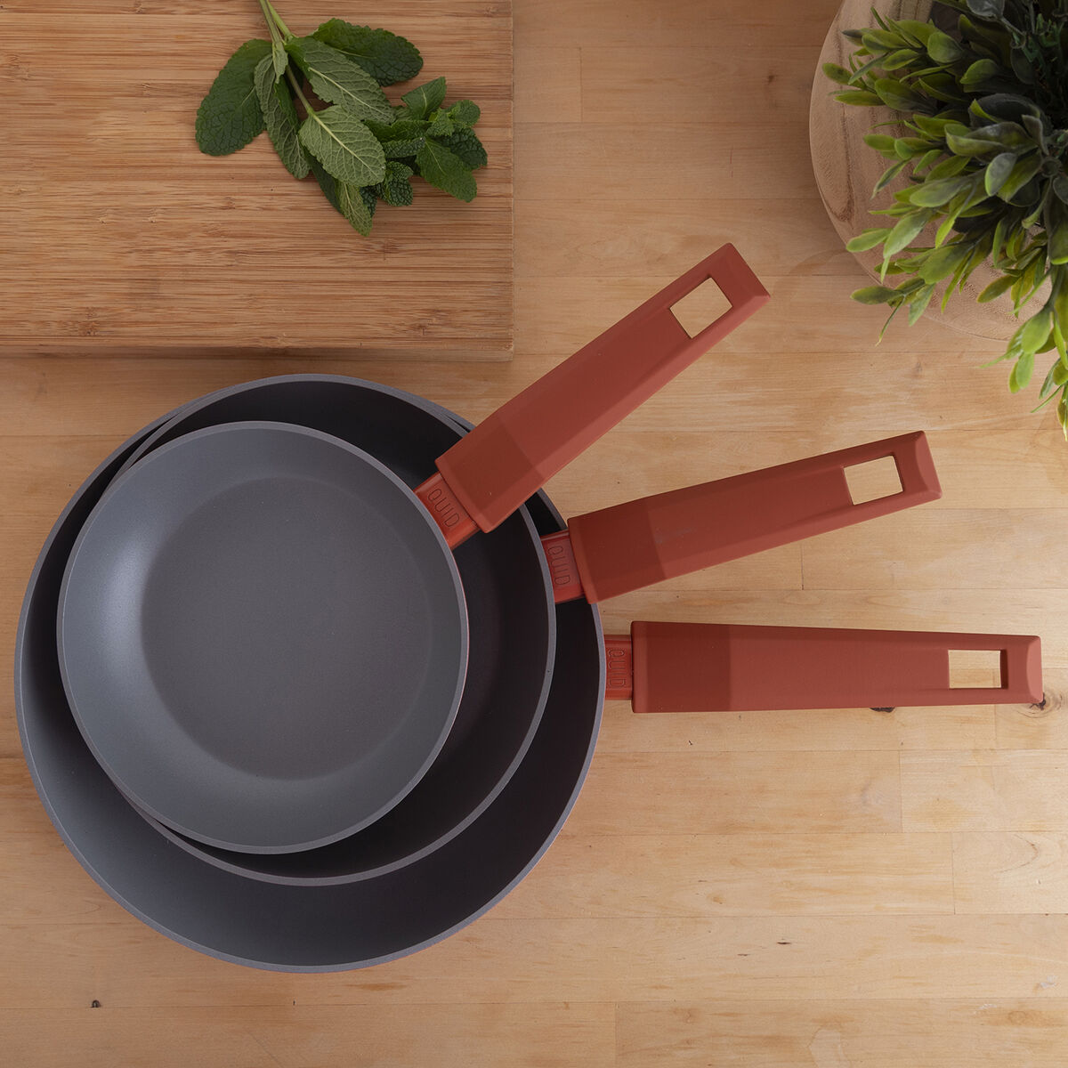 Set of pans Bidasoa Zocco Grey Terracotta Metal 3 Pieces
