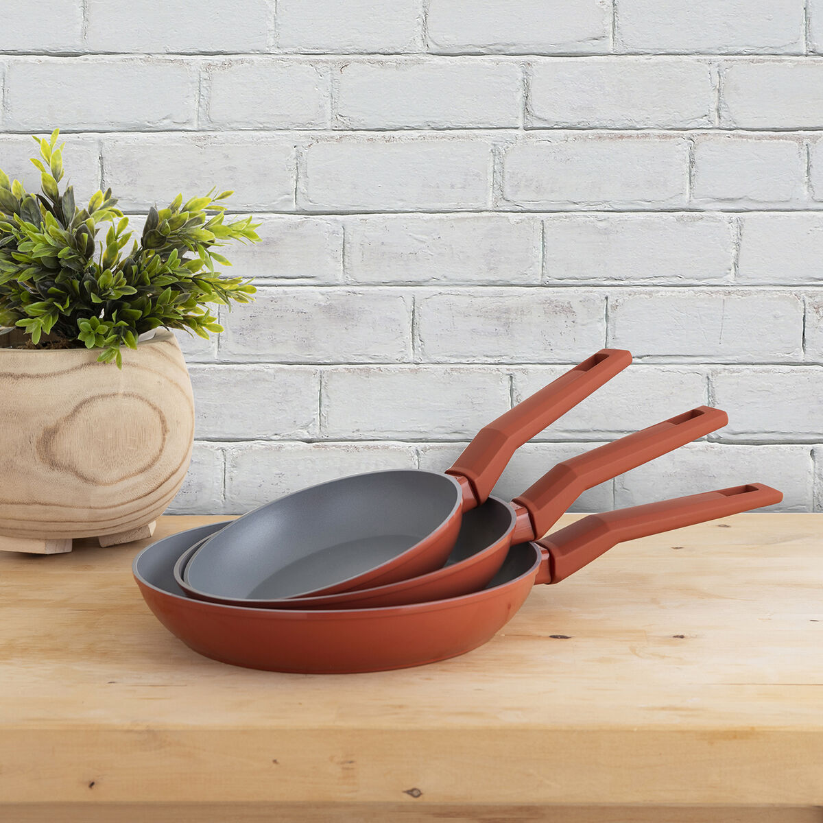Set of pans Bidasoa Zocco Grey Terracotta Metal 3 Pieces