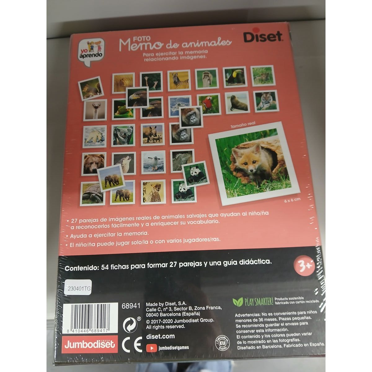 Educational Game Diset Memo Photo Animales 54 Pieces