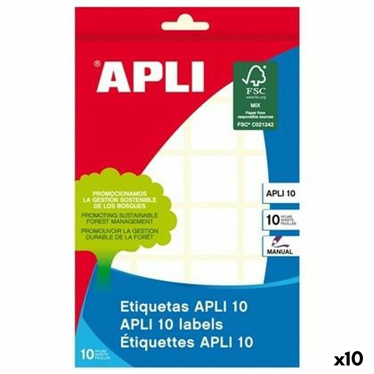 Labels Apli White 10 Sheets 22 x 32 mm (10 Units) Labels Apli White 10 Sheets 22 x 32 mm (10 Units)