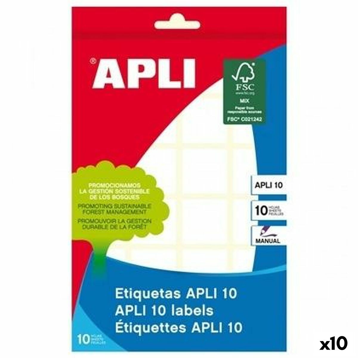 Adhesive labels Apli White 10 Sheets 31 x 100 mm (10 Units) Adhesive labels Apli White 10 Sheets 31 x 100 mm (10 Units)