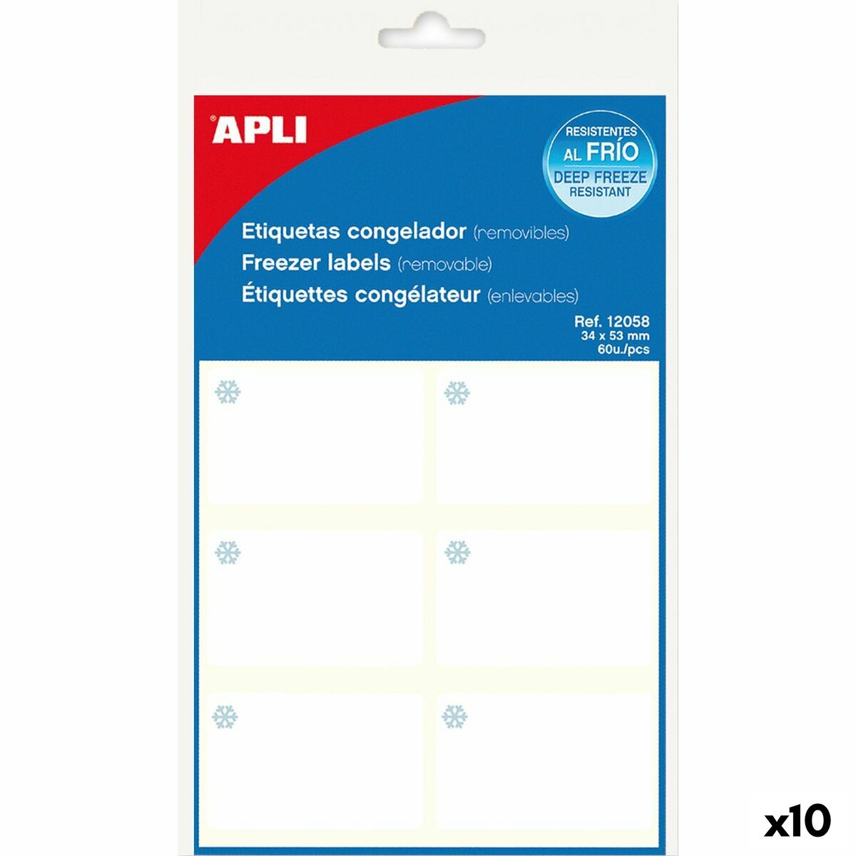 Labels Apli White Freezer 10 Sheets 34 x 53 mm (10 Units) Labels Apli White Freezer 10 Sheets 34 x 53 mm (10 Units)