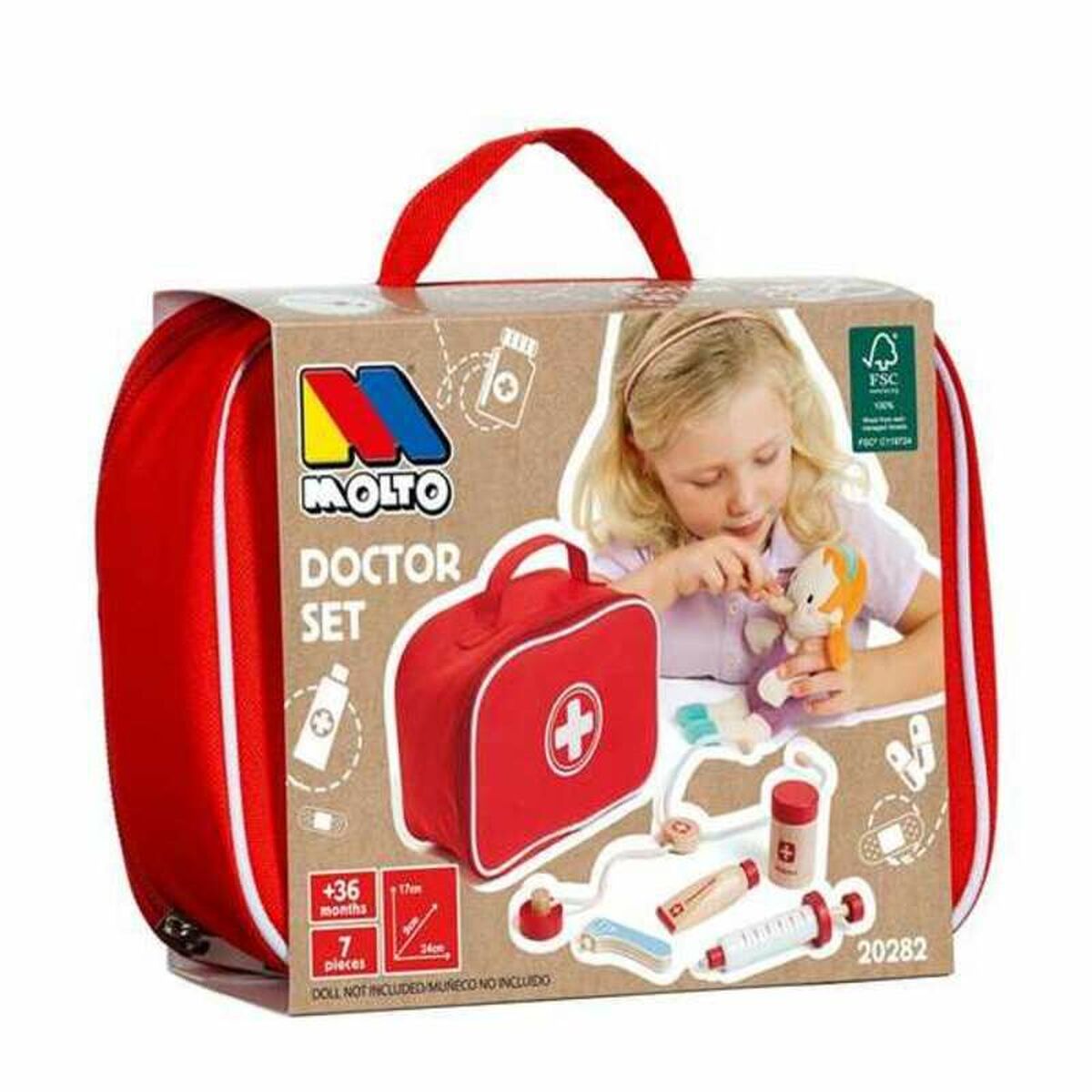 Toy Medical Case with Accessories Molt Wood (7 pcs)