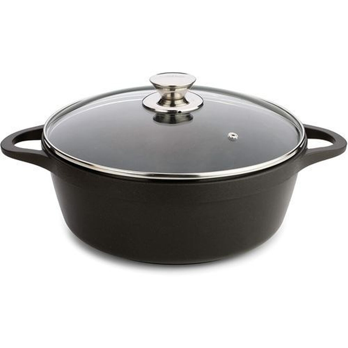 Casserole with lid Valira BLACK IND 24CM  24 cm Black Aluminium Casserole with lid Valira BLACK IND 24CM  24 cm Black Aluminium