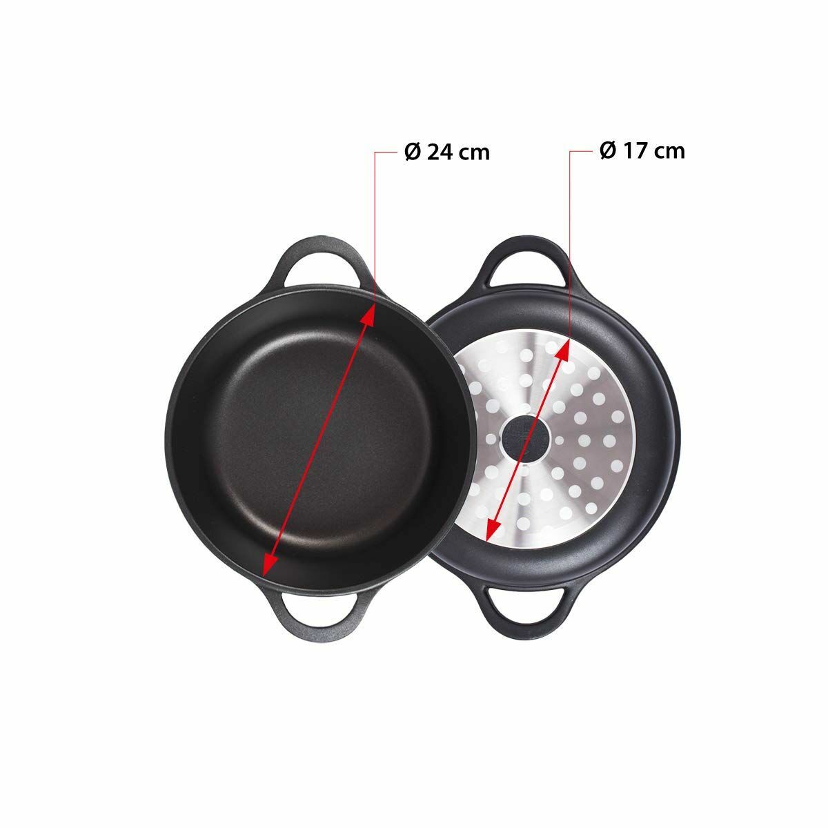 Casserole with lid Valira 4141/25 Black  24 cm