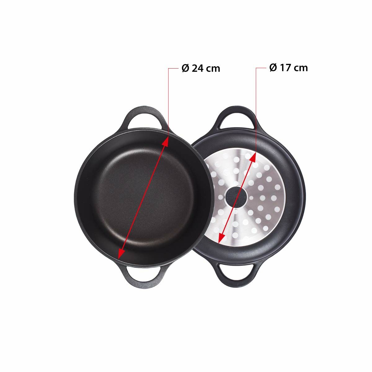 Casserole with lid Valira BLACK IND 24CM  24 cm Black Aluminium