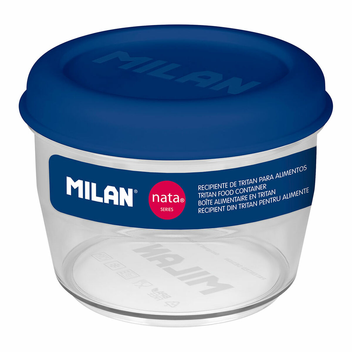 Hermetic Lunch Box Milan 500 ml Blue Transparent Plastic Circular  12 cm