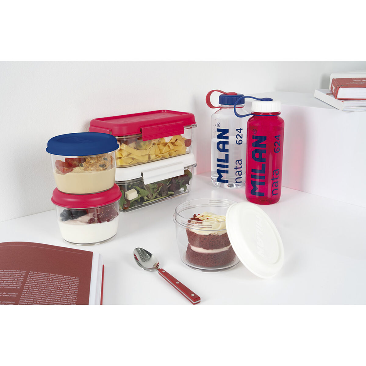 Hermetic Lunch Box Milan 500 ml Blue Transparent Plastic Circular  12 cm