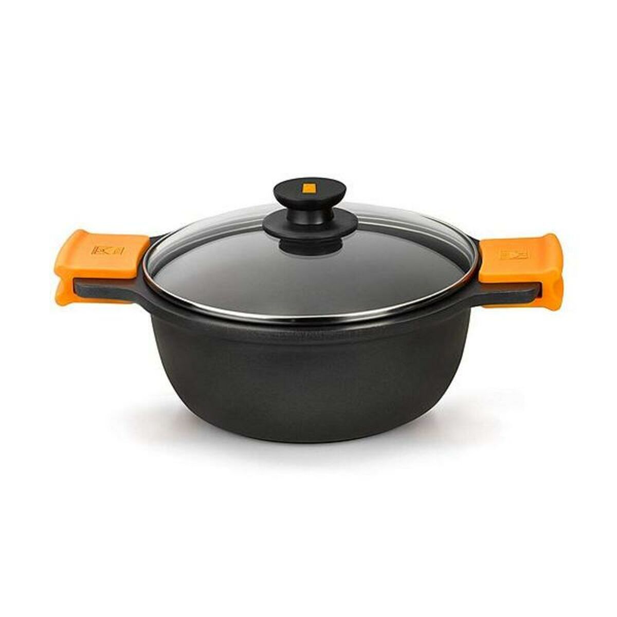 Casserole with glass lid BRA A270328 5,7 L (Ã 28 cm) Black Metal Aluminium Cast aluminium Ã 28 cm Aluminio