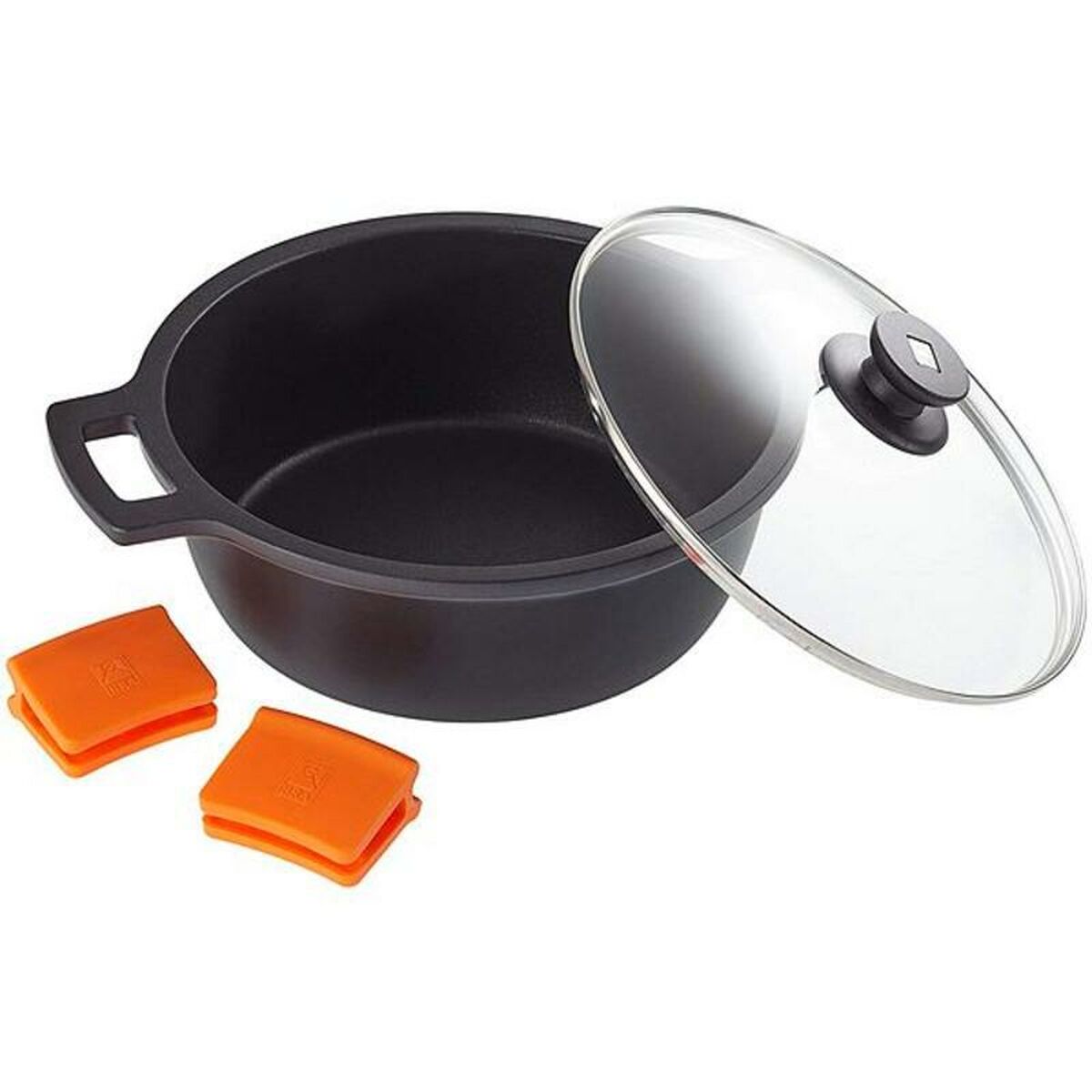 Casserole with glass lid BRA A270328 5,7 L (Ã 28 cm) Black Metal Aluminium Cast aluminium Ã 28 cm Aluminio