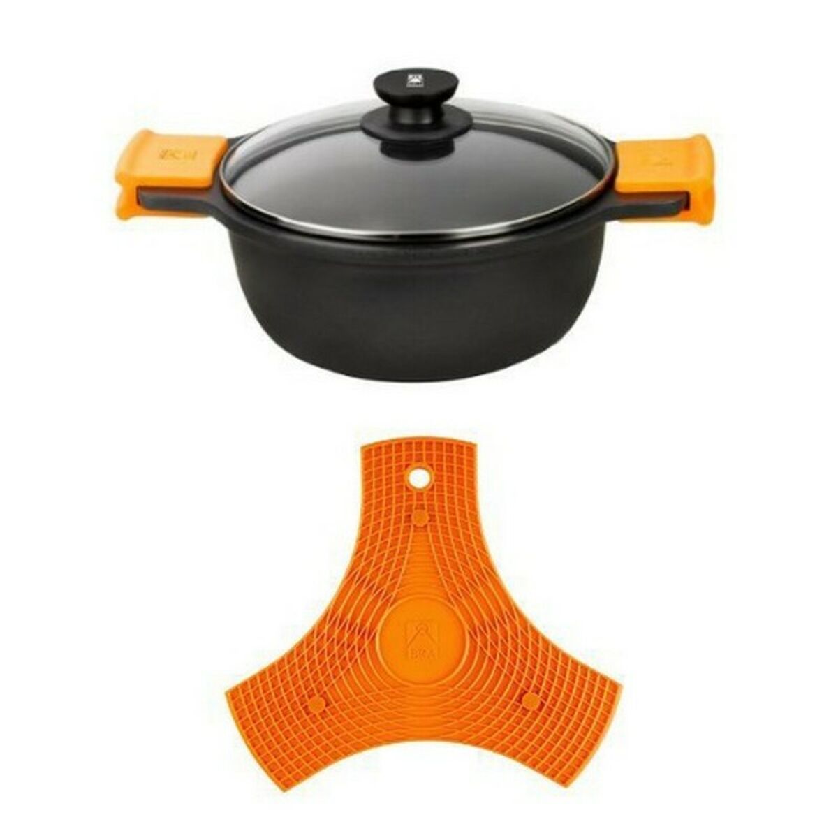 Casserole with glass lid BRA A270332 8,3 L Ø 32 cm Black Metal Aluminium Cast aluminium Casserole with glass lid BRA A270332 8,3 L Ø 32 cm Black Metal Aluminium Cast aluminium