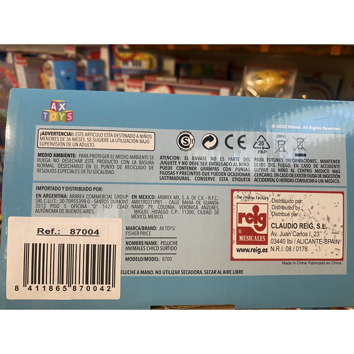 Fluffy toy Fisher-Price Monkey 20 cm Plastic