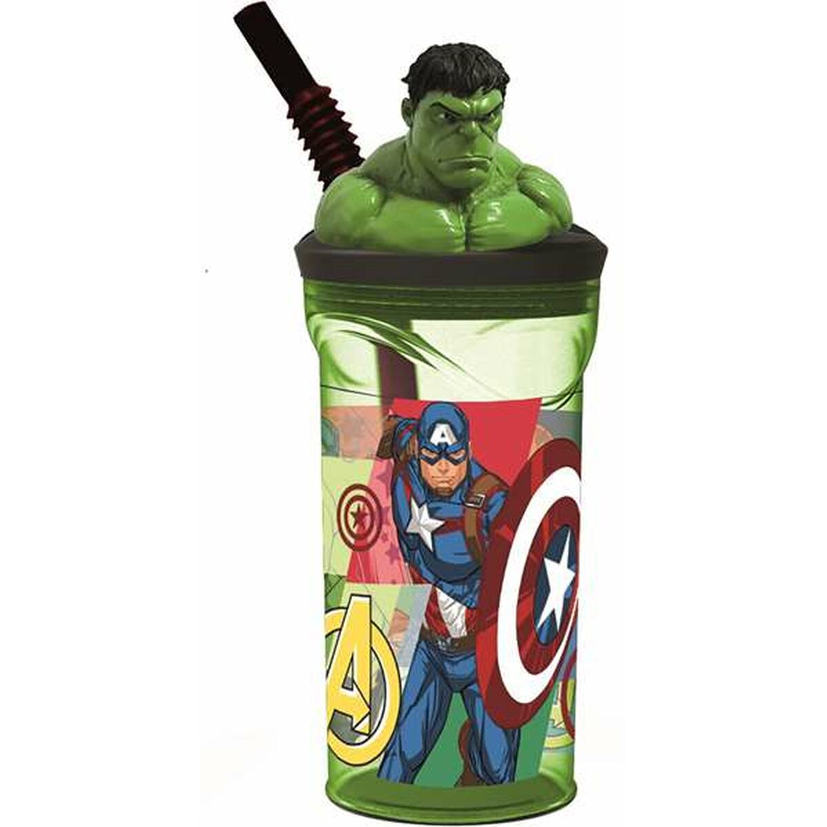 Cup with Straw The Avengers Seven Wonders Hulk 360 ml Cup with Straw The Avengers Seven Wonders Hulk 360 ml