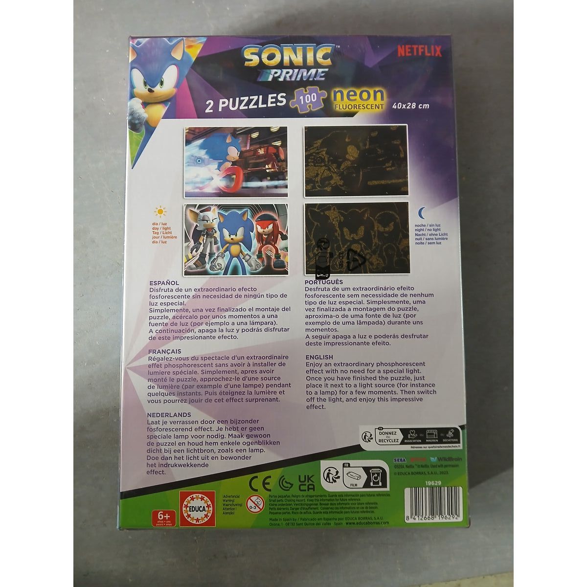 2-Puzzle Set Educa Neon Sonic 100 Pieces