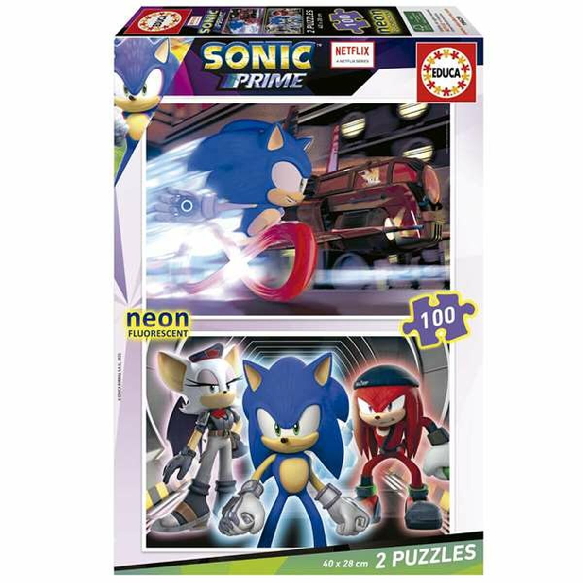 2-Puzzle Set Educa Neon Sonic 100 Pieces 2-Puzzle Set Educa Neon Sonic 100 Pieces