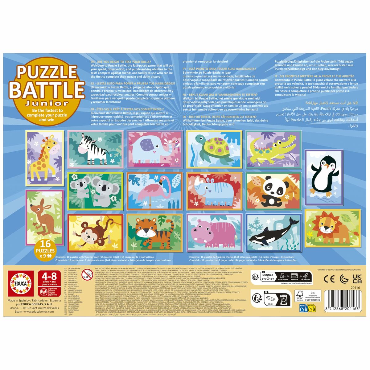 Puzzle Educa Battle Jr Animales 144 Pieces