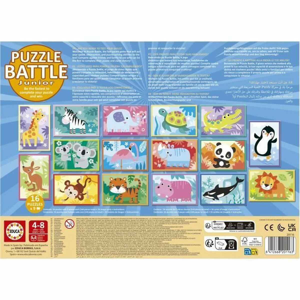 Puzzle Educa Battle Jr Animales 144 Pieces