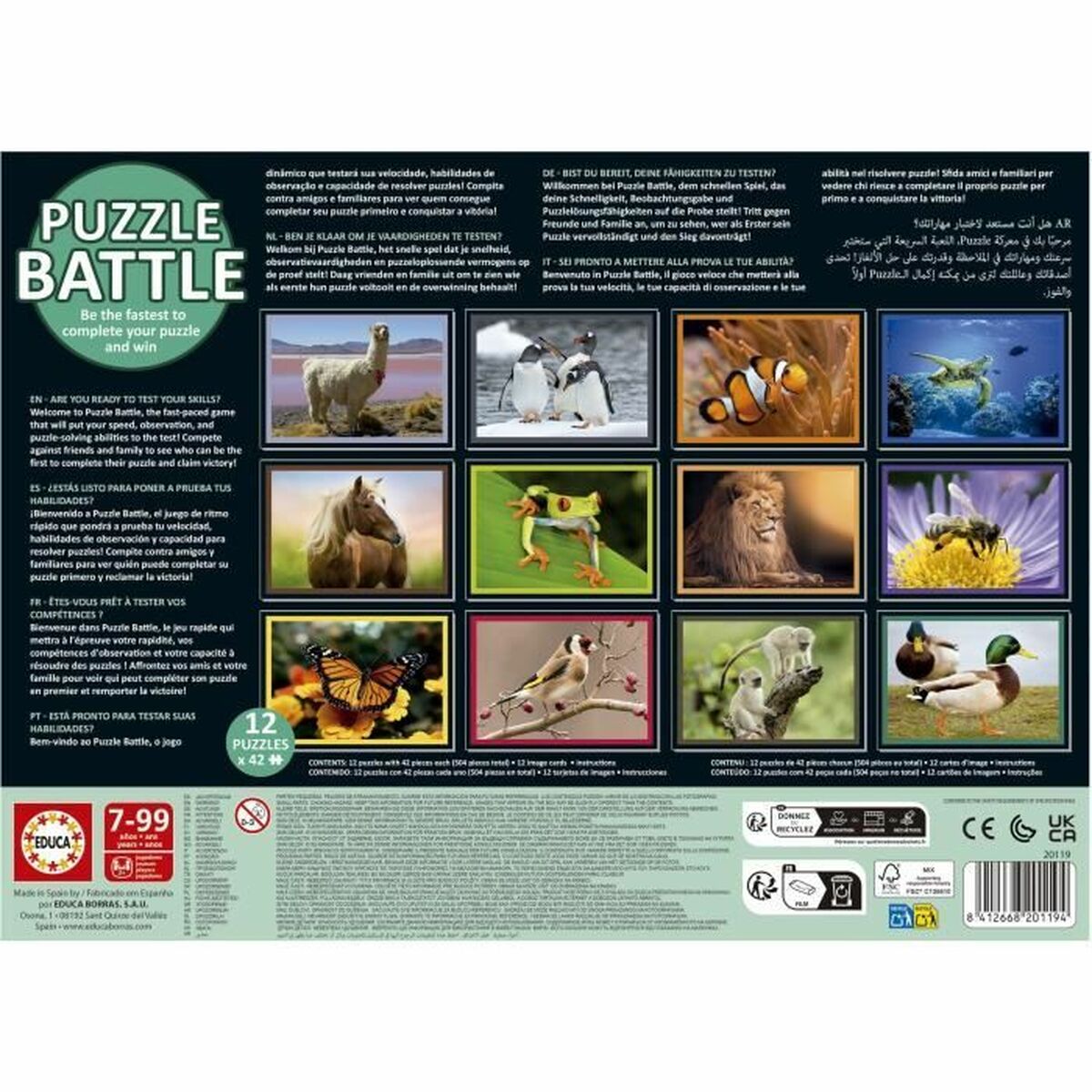 Puzzle Educa Battle Jr Natura 42 Pieces (12 Units)