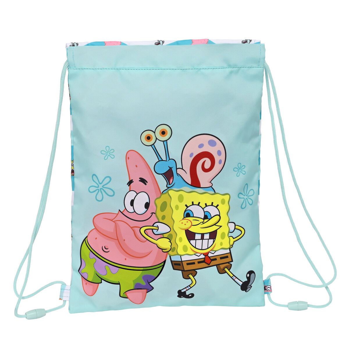 Backpack with Strings Spongebob Stay positive Blue White 26 x 34 x 1 cm Backpack with Strings Spongebob Stay positive Blue White 26 x 34 x 1 cm