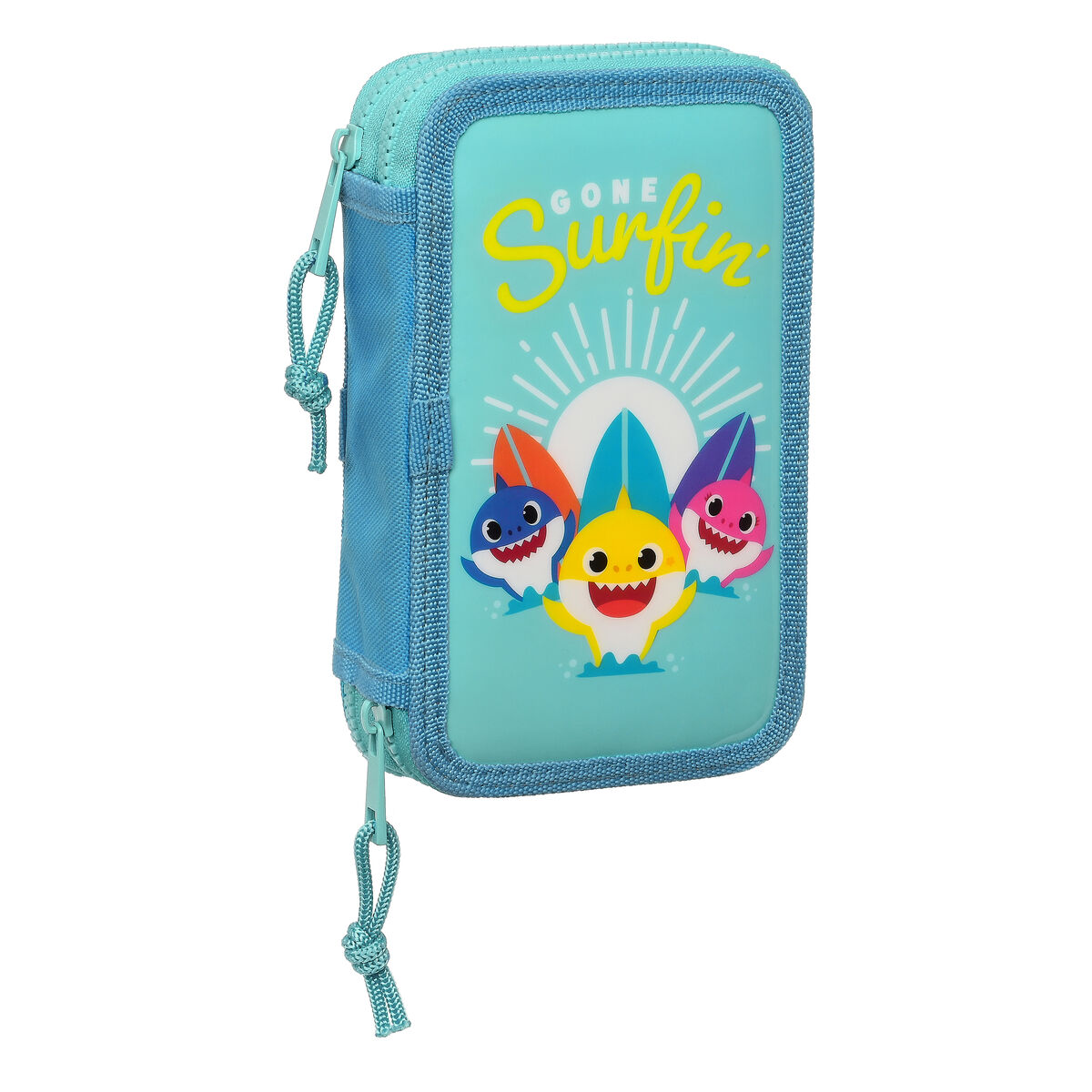 Double Pencil Case Baby Shark Surfing Blue White 12.5 x 19.5 x 4 cm (28 Pieces) Double Pencil Case Baby Shark Surfing Blue White 12.5 x 19.5 x 4 cm (28 Pieces)