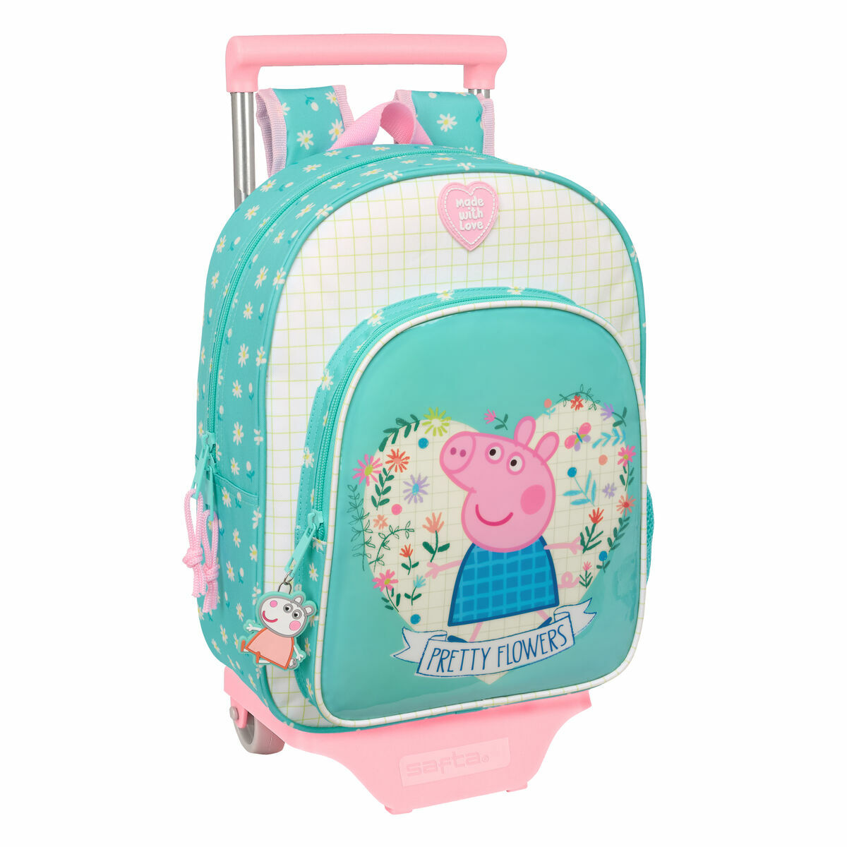 School Rucksack with Wheels Peppa Pig Pretty flowers Yellow Mint 26 x 11 x 67 cm 26 x 34 x 11 cm School Rucksack with Wheels Peppa Pig Pretty flowers Yellow Mint 26 x 11 x 67 cm 26 x 34 x 11 cm