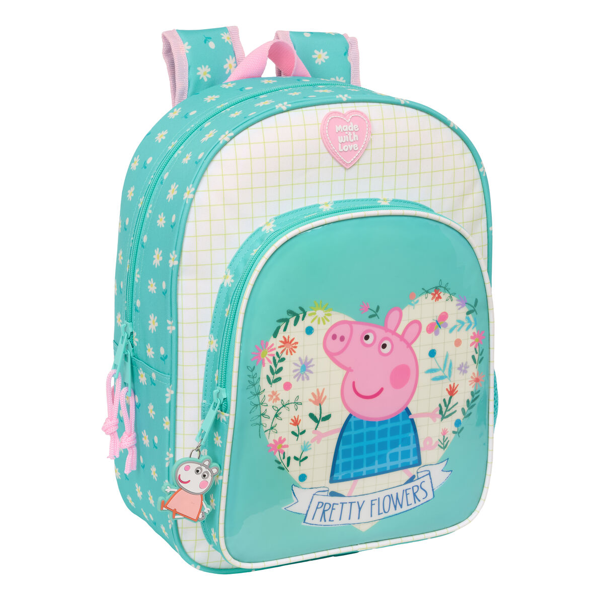 School Bag Peppa Pig Pretty flowers Yellow Mint 26 x 34 x 11 cm