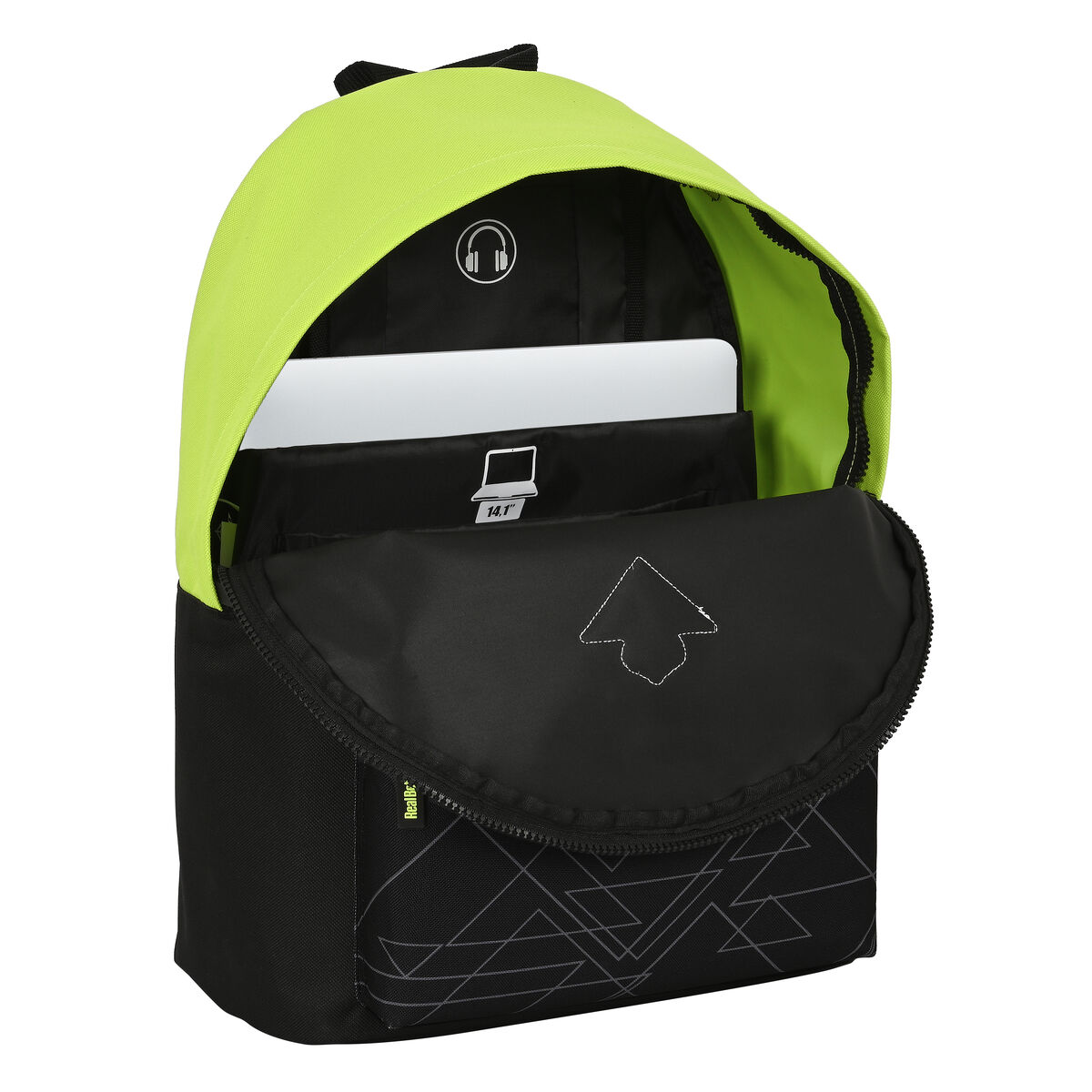 School Bag Real Betis Balompi   31 x 41 x 16 cm Black Lime