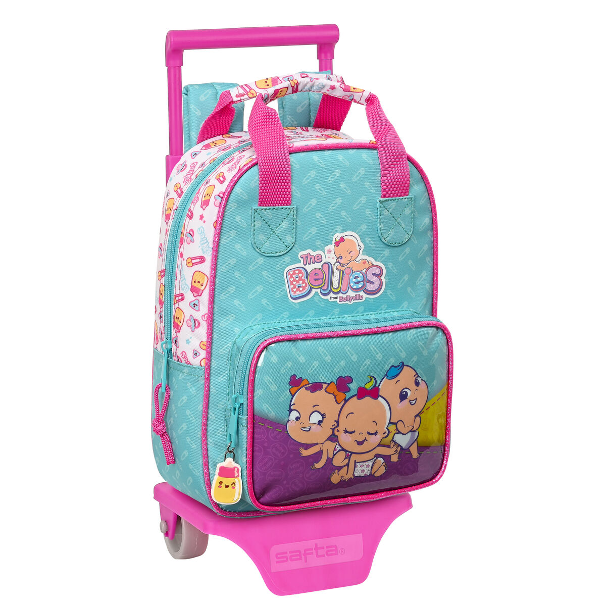 School Rucksack with Wheels The Bellies 20 x 28 x 8 cm Purple Turquoise White School Rucksack with Wheels The Bellies 20 x 28 x 8 cm Purple Turquoise White