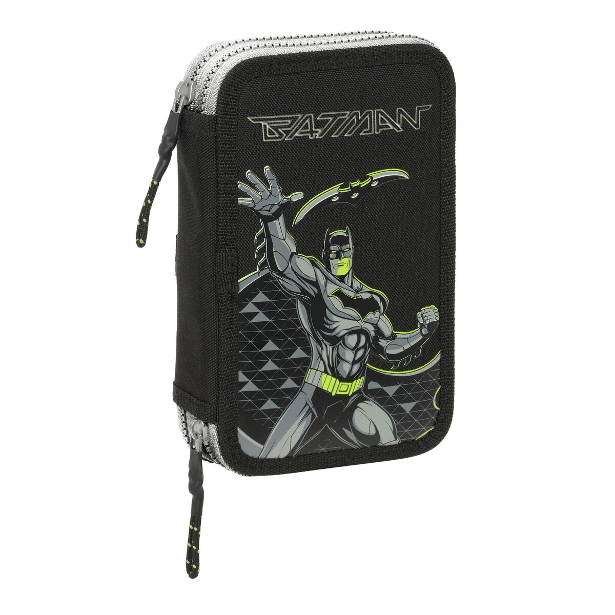 Double Pencil Case Batman Game over Black 12.5 x 19.5 x 4 cm Double Pencil Case 29 Pieces