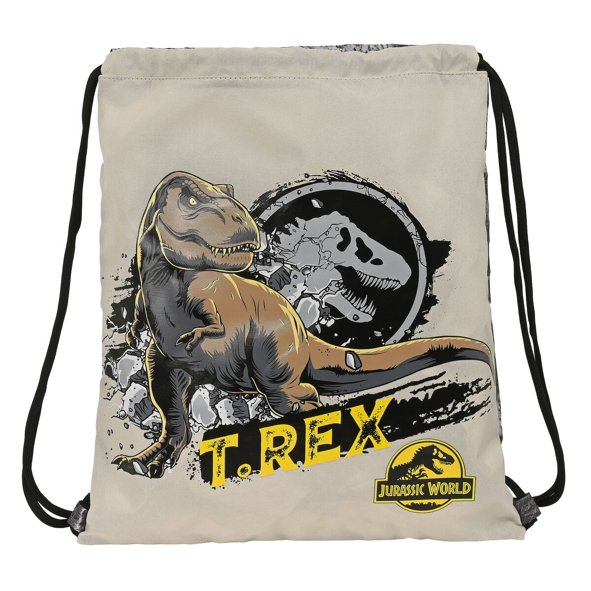 Backpack with Strings Jurassic World Warning Grey 35 x 40 x 1 cm Backpack with Strings Jurassic World Warning Grey 35 x 40 x 1 cm