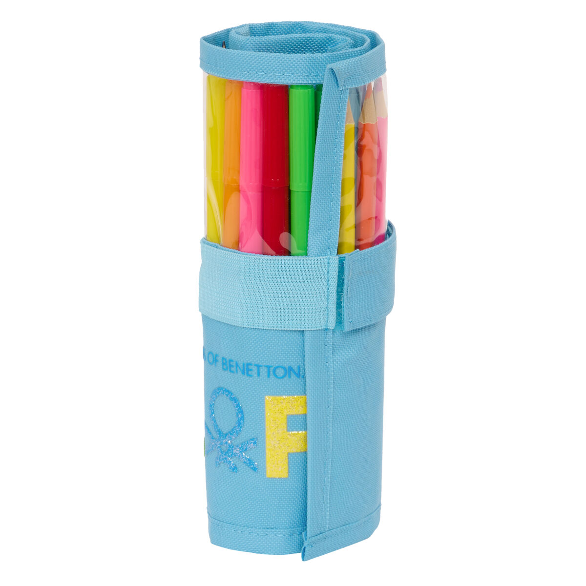 Pencil Case Benetton Spring Roll-up Sky blue 7 x 20 x 7 cm (27 Pieces) Pencil Case Benetton Spring Roll-up Sky blue 7 x 20 x 7 cm (27 Pieces)