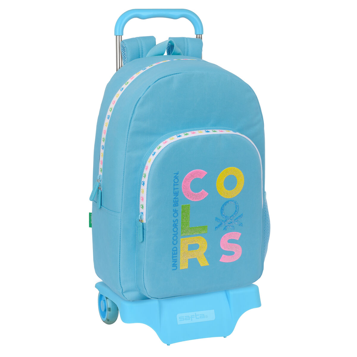 School Rucksack with Wheels Benetton Spring Sky blue 30 x 46 x 14 cm School Rucksack with Wheels Benetton Spring Sky blue 30 x 46 x 14 cm