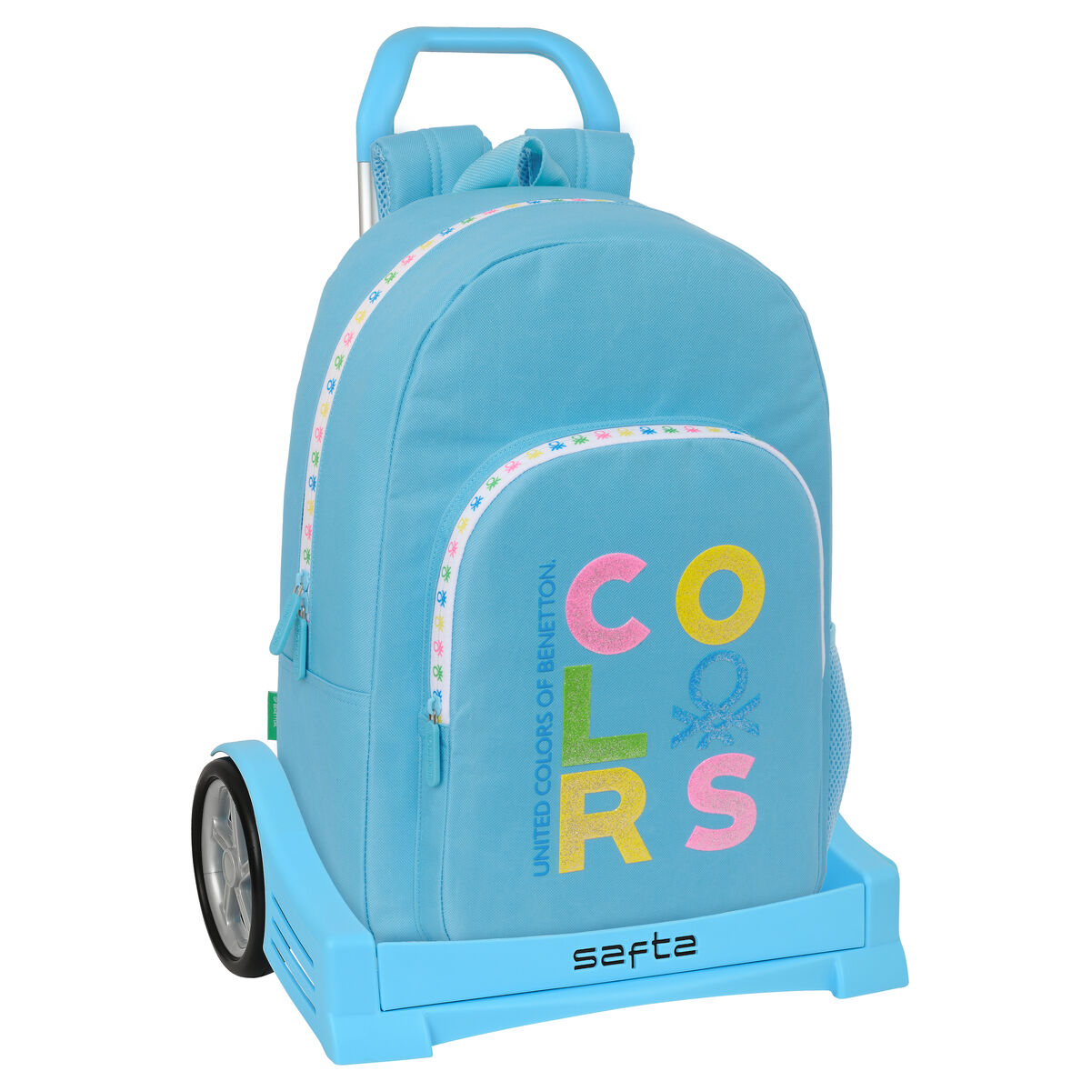 School Rucksack with Wheels Benetton Spring Sky blue 30 x 46 x 14 cm School Rucksack with Wheels Benetton Spring Sky blue 30 x 46 x 14 cm