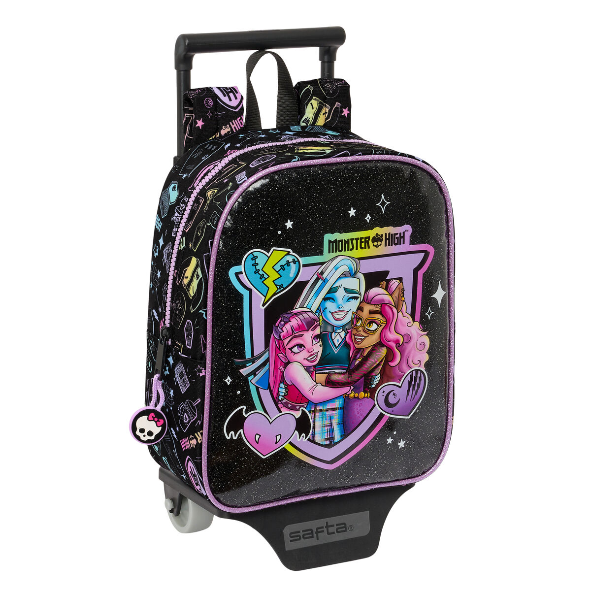 School Rucksack with Wheels Monster High Black 22 x 27 x 10 cm School Rucksack with Wheels Monster High Black 22 x 27 x 10 cm