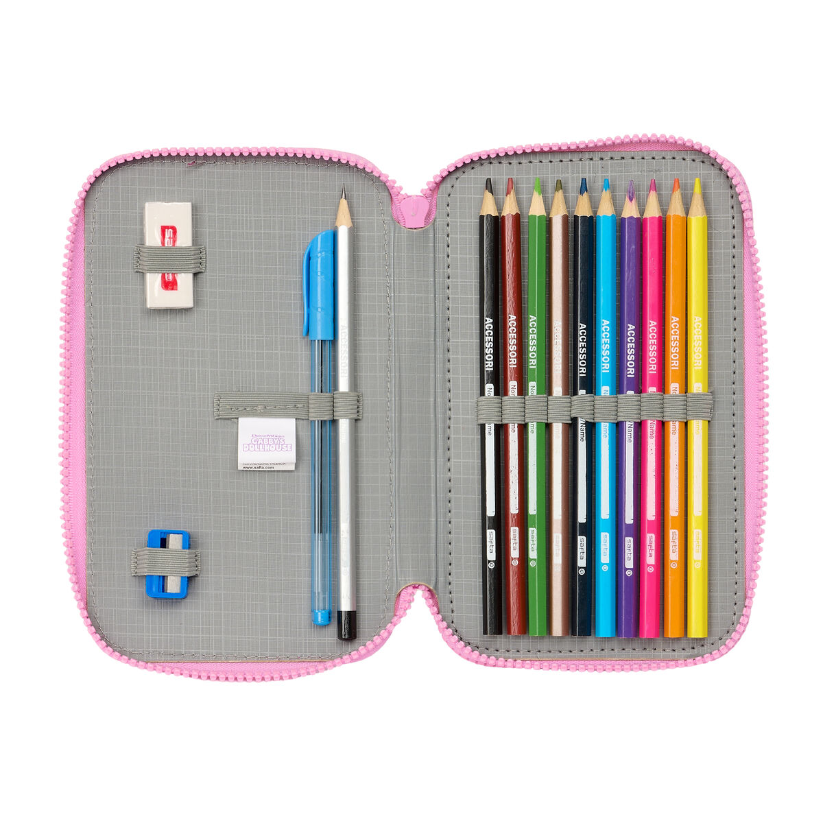 Double Pencil Case Gabby’s Dollhouse Party Pink 12.5 x 19.5 x 4 cm 28 Pieces