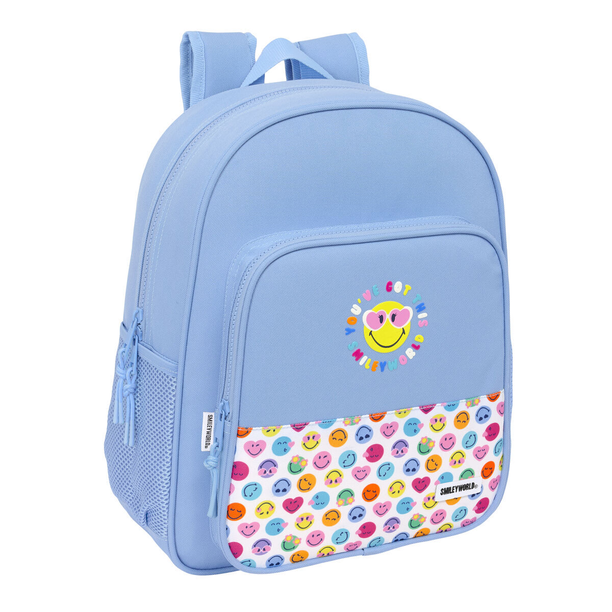 School Bag Smiley Joyful Blue Multicolour 32 x 38 x 12 cm