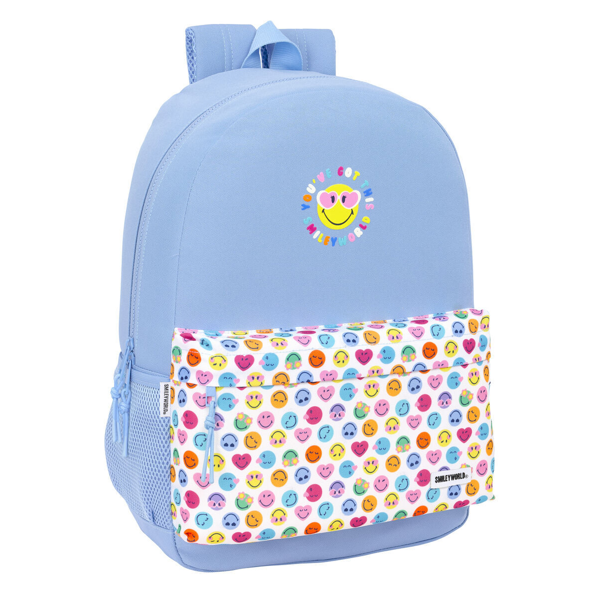 School Bag Smiley Joyful Blue Multicolour 30 x 46 x 14 cm School Bag Smiley Joyful Blue Multicolour 30 x 46 x 14 cm
