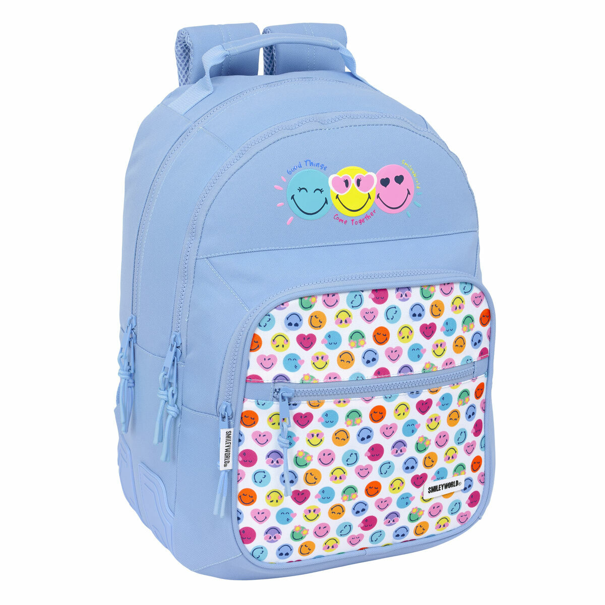 School Bag Smiley Joyful Blue Multicolour 32 x 42 x 15 cm
